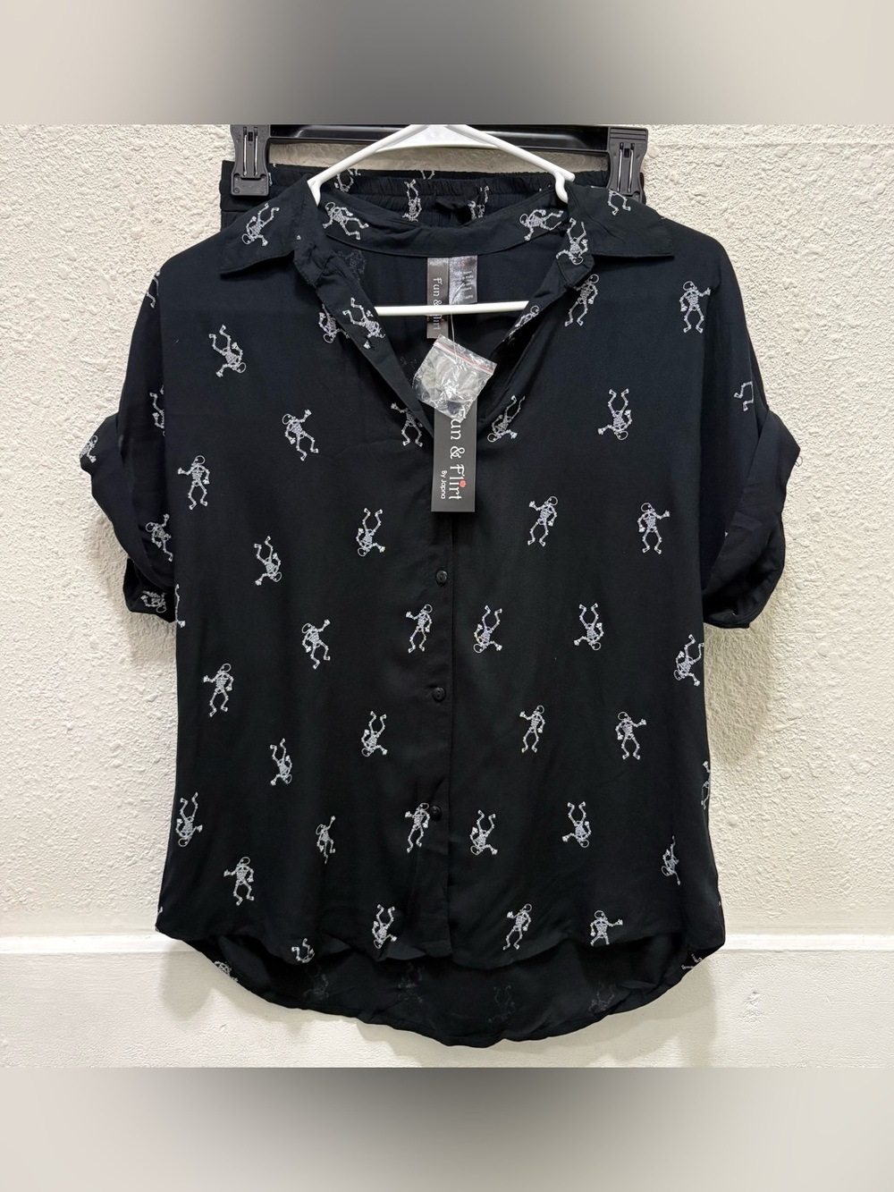 Fun & Flirt Skeleton Black Halloween Pajama Set NWT Small